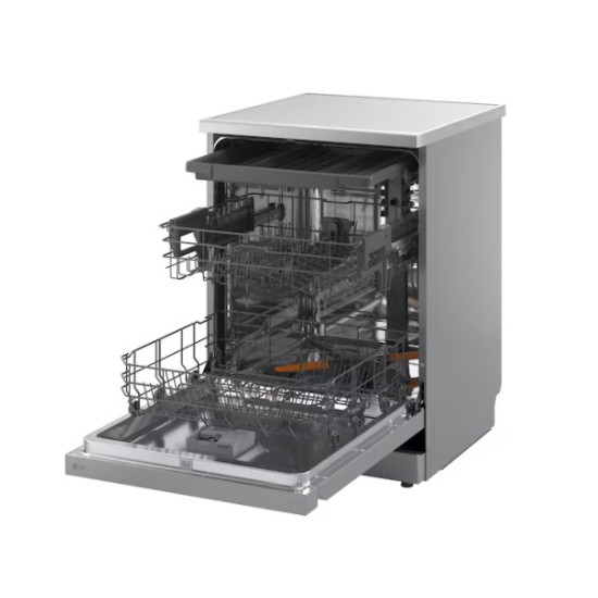 LG DF273FVS mosogatógép, 14 teríték, inverter motor, automatikus ajtónyitás, Wifi, 60x60x85 cm, hamvas ezüst szín 