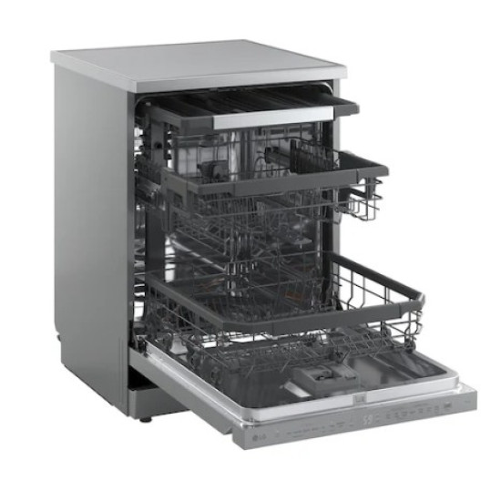 LG DF375HVS mosogatógép, 14 teríték, inverter motor, 3 kosár, automatikus ajtónyitás, 60x60x85 cm, hamvas ezüst szín 