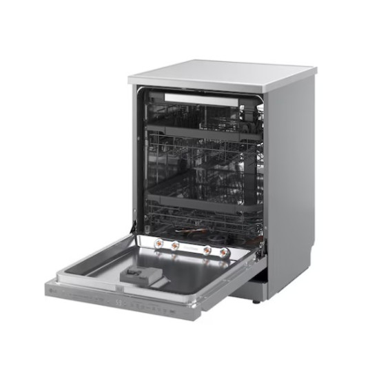 LG DF375HVS mosogatógép, 14 teríték, inverter motor, 3 kosár, automatikus ajtónyitás, 60x60x85 cm, hamvas ezüst szín 