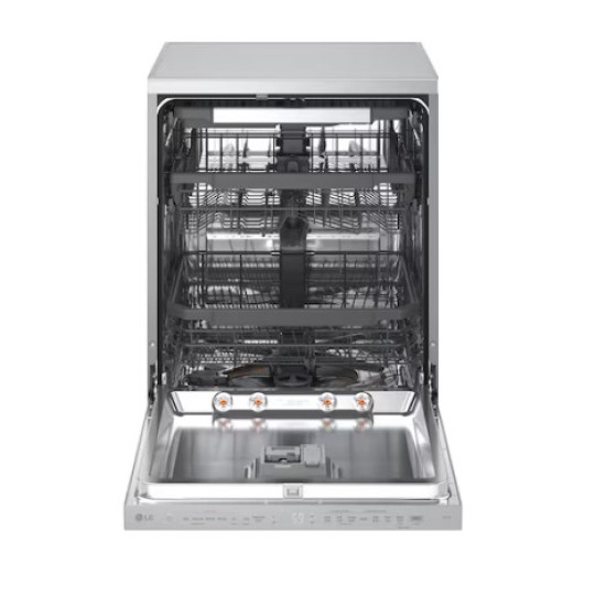 LG DF375HVS mosogatógép, 14 teríték, inverter motor, 3 kosár, automatikus ajtónyitás, 60x60x85 cm, hamvas ezüst szín 
