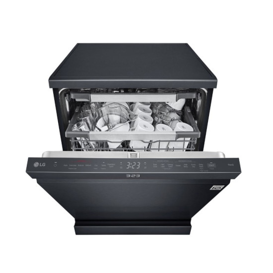 LG DF587HMS mosogatógép, 14 teríték, inverter motor, 3 kosár, automatikus ajtónyitás, 60x60x85 cm, matt fekete szín 