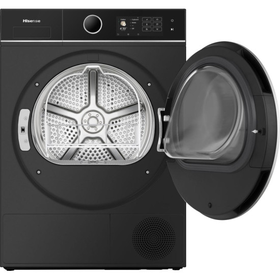 Hisense DH5I104BBAB hőszivattyús szárítógép, 10 kg, Wifi, gőz, inverter motor, 59.5x64x84.5 cm, fekete szín 