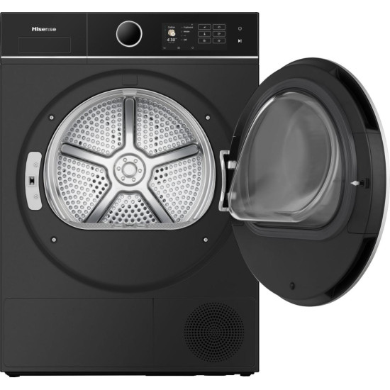 Hisense DH5I104BBAB hőszivattyús szárítógép, 10 kg, Wifi, gőz, inverter motor, 59.5x64x84.5 cm, fekete szín 