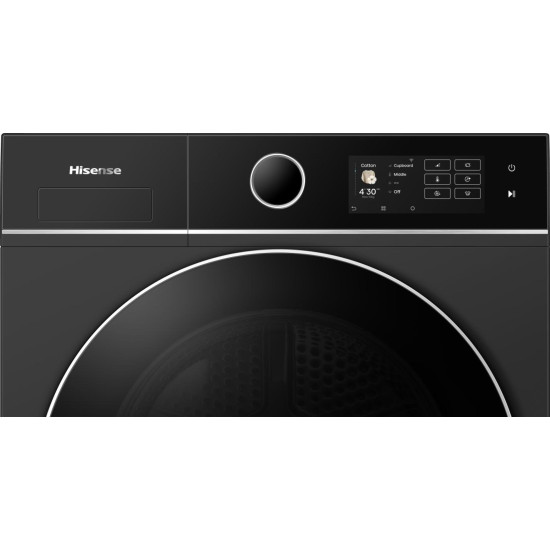 Hisense DH5I104BBAB hőszivattyús szárítógép, 10 kg, Wifi, gőz, inverter motor, 59.5x64x84.5 cm, fekete szín 