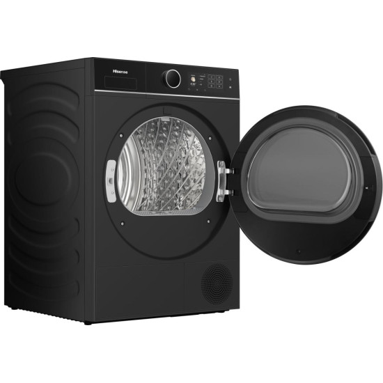 Hisense DH5I104BBAB hőszivattyús szárítógép, 10 kg, Wifi, gőz, inverter motor, 59.5x64x84.5 cm, fekete szín 