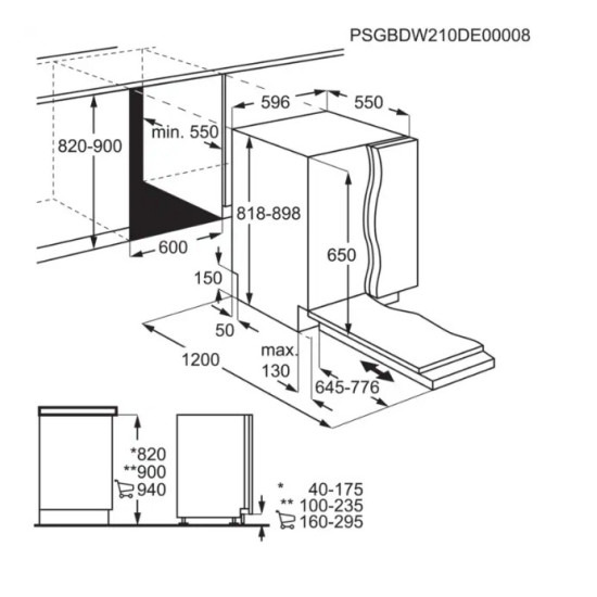 Electrolux EES48401L teljesen beépíthető mosogatógép, 3 kosár, 14 teríték, automatikus ajtónyitás, 59.6x55x81.8 cm 