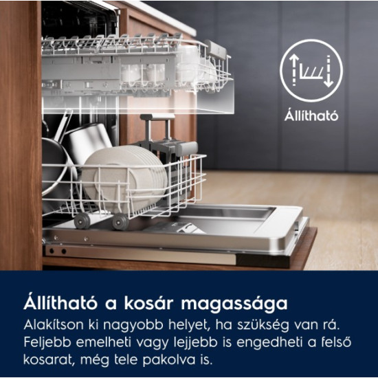 Electrolux EES48401L teljesen beépíthető mosogatógép, 3 kosár, 14 teríték, automatikus ajtónyitás, 59.6x55x81.8 cm 