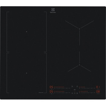 Electrolux EIS62453IT beépíthető indukciós kerámialap, Bridge összekapcsolható főzőzóna, 58x51x4.4 cm, fekete szín 