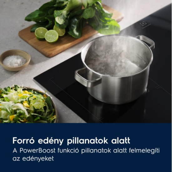 Electrolux EIS62453IT beépíthető indukciós kerámialap, Bridge összekapcsolható főzőzóna, 58x51x4.4 cm, fekete szín 
