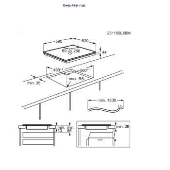 Electrolux EIT60433CT beépíthető indukciós kerámialap, 59x52x4.4 cm, matt fekete szín 
