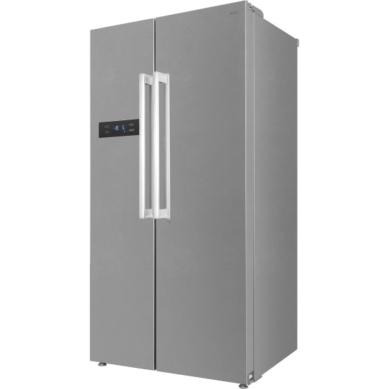ECG ERS 21781 NIXE Total No Frost Side by side hűtőszekrény 335 l / 197 liter, INOX kivitel alumínium fogantyúkkal  89,7 x 76,1 x176,5 cm