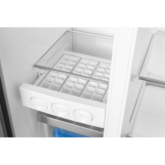 ECG ERS 21781 NIXE Total No Frost Side by side hűtőszekrény 335 l / 197 liter, INOX kivitel alumínium fogantyúkkal  89,7 x 76,1 x176,5 cm