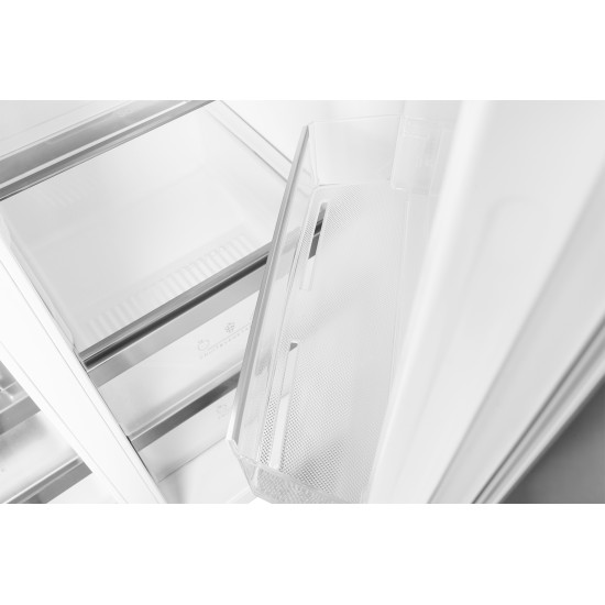 ECG ERS 21781 NIXE Total No Frost Side by side hűtőszekrény 335 l / 197 liter, INOX kivitel alumínium fogantyúkkal  89,7 x 76,1 x176,5 cm