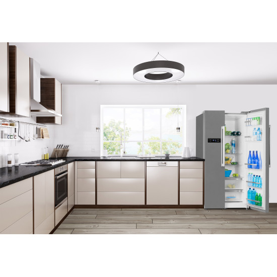 ECG ERS 21781 NIXE Total No Frost Side by side hűtőszekrény 335 l / 197 liter, INOX kivitel alumínium fogantyúkkal  89,7 x 76,1 x176,5 cm