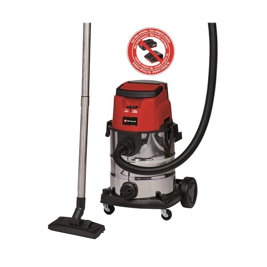 Einhell TE-VC 36/25 LI S - SOLO akkus száraz és nedves porszívó, akkumulátor és töltő nélkül, piros/ezüst szín 
