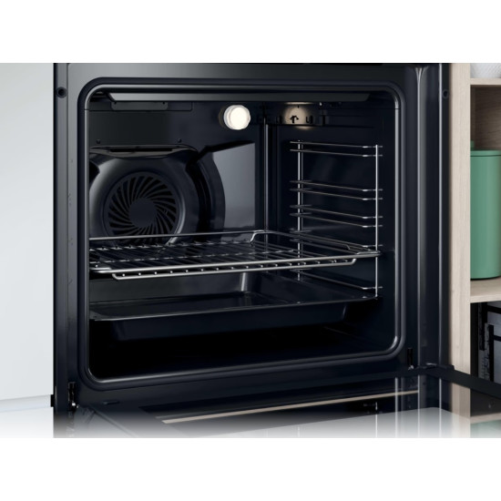 Candy beépíthető sütő, fekete szín, teleszkópos sűtősín, hőlégkeverés, 70 liter, gőztisztítás, A+ energiaosztály,   595X595X568mm