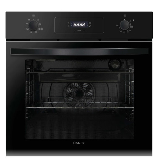 Candy beépíthető sütő, fekete szín, teleszkópos sűtősín, hőlégkeverés, 70 liter, gőztisztítás, A+ energiaosztály,   595X595X568mm
