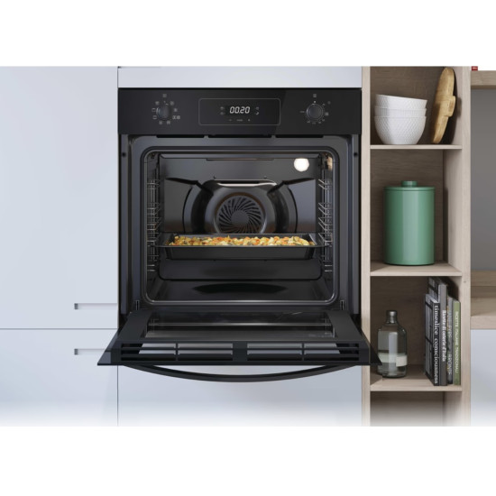 Candy beépíthető sütő, fekete szín, teleszkópos sűtősín, hőlégkeverés, 70 liter, gőztisztítás, A+ energiaosztály,   595X595X568mm