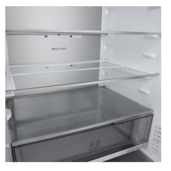 LG GBBW726CEV Total No Frost alulfagyasztós kombinált hűtőszekrény, 326/139L, Smart Inverter Kompresszor, Wifi, 69.7x70.4x203 cm, fémes fekete szín 