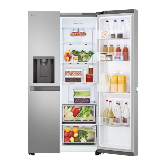 LG GSLC40PYPE side by side hűtőszekrény, 417/221L, Smart Inverter Kompresszor, 91.3x73.5x179 cm, hamvas matt ezüst szín