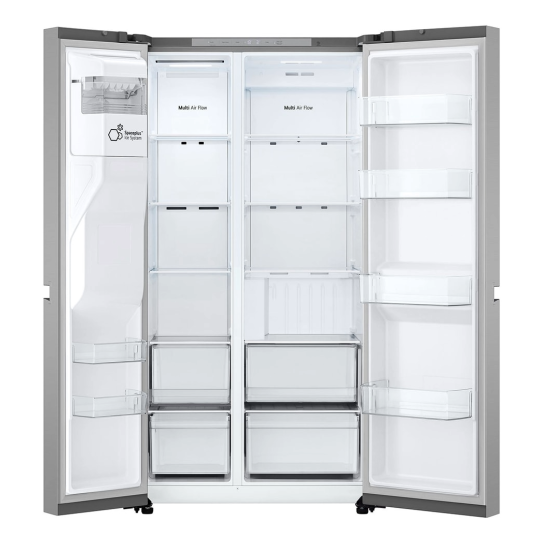 LG GSLC40PYPE side by side hűtőszekrény, 417/221L, Smart Inverter Kompresszor, 91.3x73.5x179 cm, hamvas matt ezüst szín