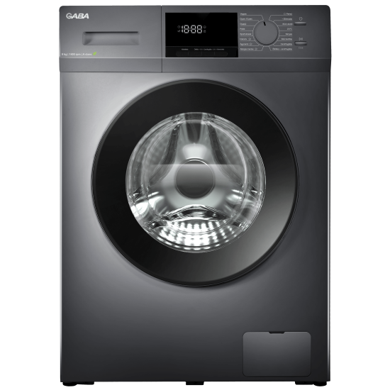 Gaba GTW-814DS elöltöltős mosógép, 8 kg, inverter motor, gőz, 60x52x80 cm, sötét inox szín 