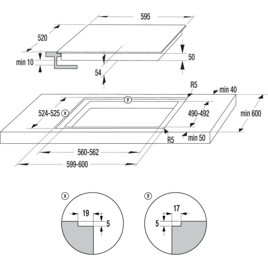 Hisense HI6443SRWF beépíthető indukciós kerámialap, 59.5x52x5.4 cm, fekete szín 