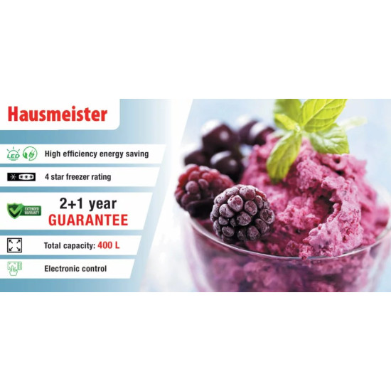 Hausmeister HM4177E fagyasztóláda, 400L, inverter motor, 2 az 1-ben funkció használható hűtőnek illetve fagyasztónak,138.5x73.5x83.5 cm