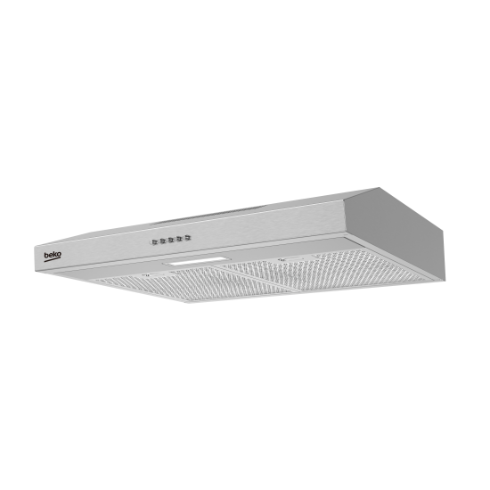 Beko HNS61222NAX hagyományos konyhai elszívó, felső kivezetés, mosható fém zsírszűrővel, 59.5x48x10 cm, inox szín 