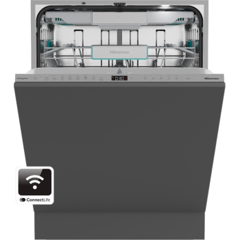 Hisense HV693A66UVAD teljesen beépíthető mosogatógép, 16 teríték, Wifi, inverter motor, 3 kosár, automatikus ajtónyitás, 59.8x55.5x81.6 cm 