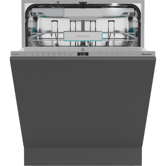 Hisense HV693A66UVAD teljesen beépíthető mosogatógép, 16 teríték, Wifi, inverter motor, 3 kosár, automatikus ajtónyitás, 59.8x55.5x81.6 cm 