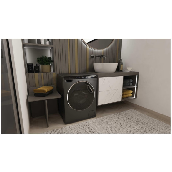 Haier HW50-BP12307GU1 elöltöltős mini mosógép, 5kg, Wifi, inverter motor, 51x49.2x70 cm, antracit szín 