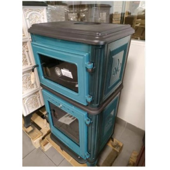 Hunor 8010 öntvény sütős kandalló, türkiz 7,1 kW