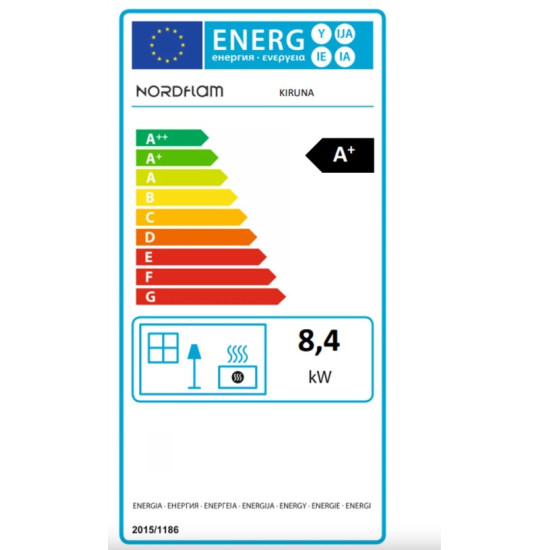 Nordflam Kiruna öntvény kandalló 8,4kW, fekete szín 