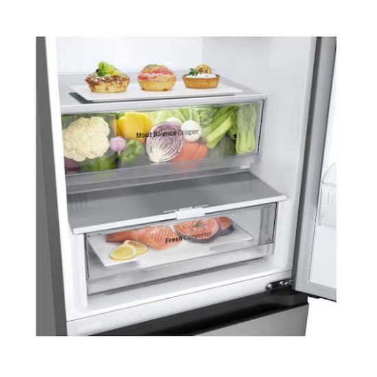 LG GBV3100APY alulfagyasztós kombinált hűtőszekrény, Smart Inverter Kompresszor, 234/110L,59.5x67.5x186 cm, hamvas matt ezüst szín 