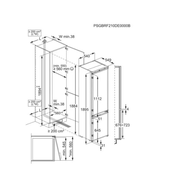 Electrolux LNS9TE19S Total No Frost beépíthető kombinált hűtőszekrény, inverter motor, 216/62L, 54.6x54.9x188.4 cm