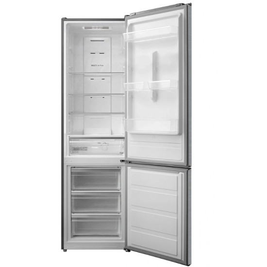 Midea MDRB489FGD46O No Frost alulfagyasztós kombinált hűtőszekrény, 247/83L, inverter motor,59.5x63.5x201 cm, inox szín 