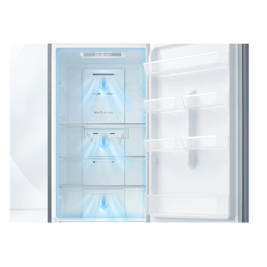 Midea MDRB489FGE02OE No Frost alulfagyasztós kombinált hűtőszekrény, 247/83L, 59.5x63.5x201 cm, inox szín 