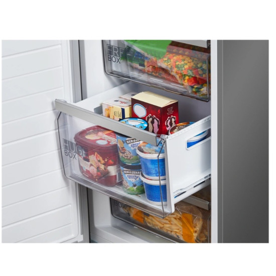 Midea MDRU385MTE46 No Frost fagyasztószekrény, 272L, 59.5x61.8x185 cm, inox szín 