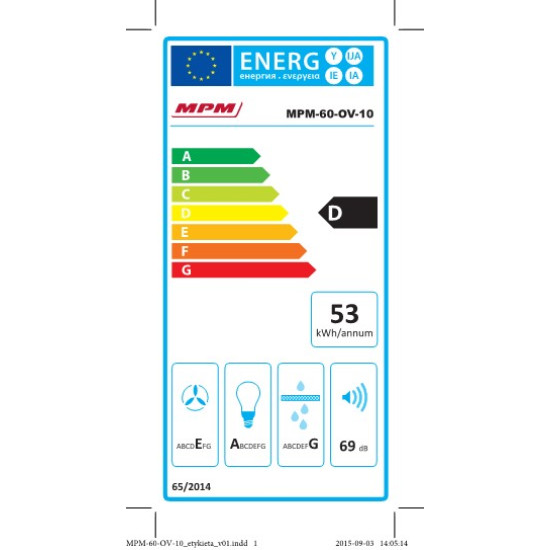 MPM MPM-60-OV-10 fehér döntött konyhai elszívó ház fehér üveg panel
