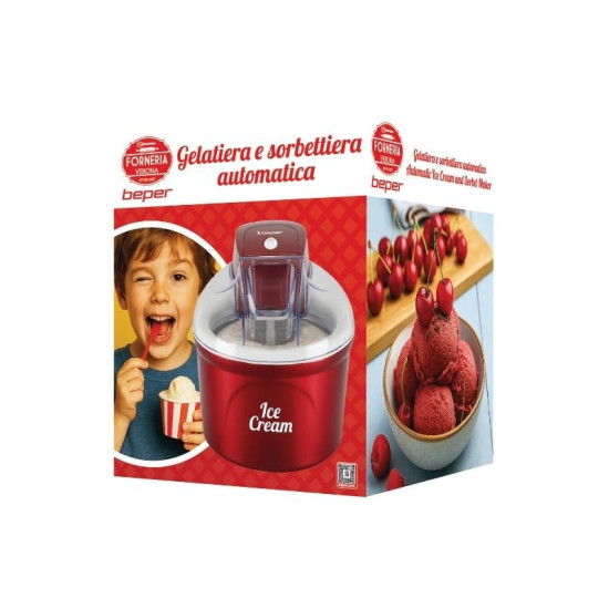 Beper P102GEL002 fagylalt és sorbet készítő gép, 1.8L, 12W, piros szín 