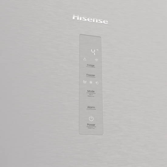 Hisense RB5P410SACC Total No Frost alulfagyasztós kombinált hűtőszekrény, Wifi, inverteres kompresszor, 283/130L, 59.5x65.8x203 cm, szürke metál szín 