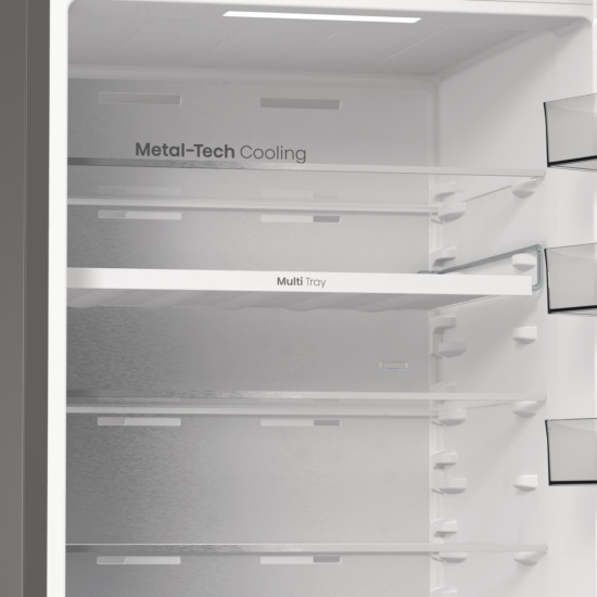 Hisense RB5P410SACC Total No Frost alulfagyasztós kombinált hűtőszekrény, Wifi, inverteres kompresszor, 283/130L, 59.5x65.8x203 cm, szürke metál szín 