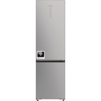 Hisense RB5P410SACC Total No Frost alulfagyasztós kombinált hűtőszekrény, Wifi, inverteres kompresszor, 283/130L, 59.5x65.8x203 cm, szürke metál szín 