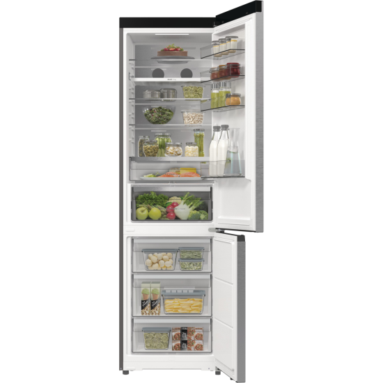 Hisense RB5P410SACC Total No Frost alulfagyasztós kombinált hűtőszekrény, Wifi, inverteres kompresszor, 283/130L, 59.5x65.8x203 cm, szürke metál szín 