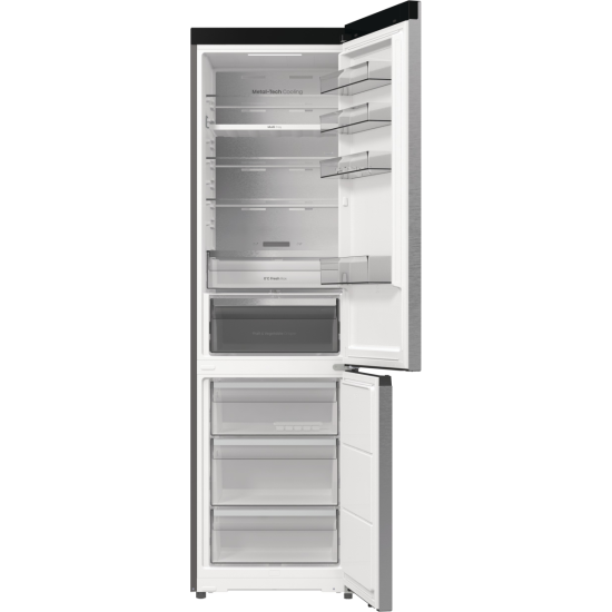 Hisense RB5P410SACC Total No Frost alulfagyasztós kombinált hűtőszekrény, Wifi, inverteres kompresszor, 283/130L, 59.5x65.8x203 cm, szürke metál szín 