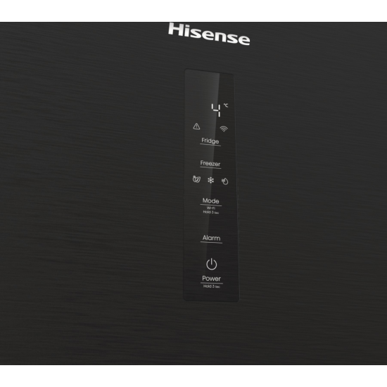 Hisense RB5P410SAFA No Frost alulfagyasztós kombinált hűtőszekrény, 283/130L,Wifi, inverteres kompresszor, 59.5x65.8x203 cm, fekete szín 