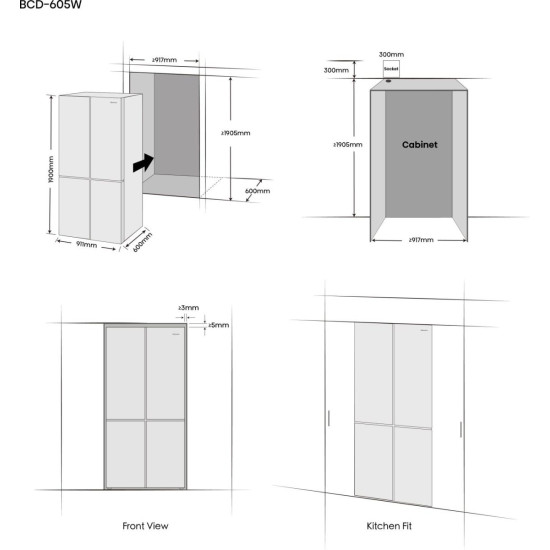 Hisense RQ768N4GBE Total No Frost side by side hűtőszekrény francia ajtós kialakítással, inverteres kompresszor, 381/210L, 91.1x60x190 cm, fekete szín 