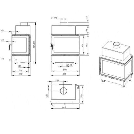 Nordflam Roten balos beépíthető kandallóbetét 11kW-os
