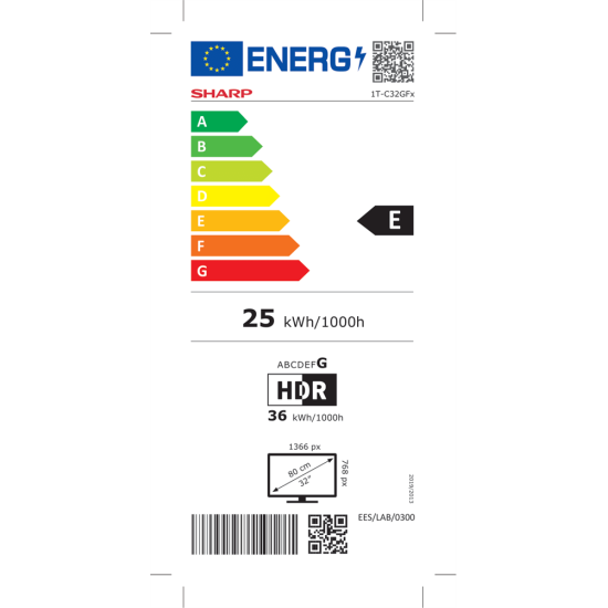 Sharp 32GF2265E HD Ready Smart Google LED TV, 32", 81.28 cm